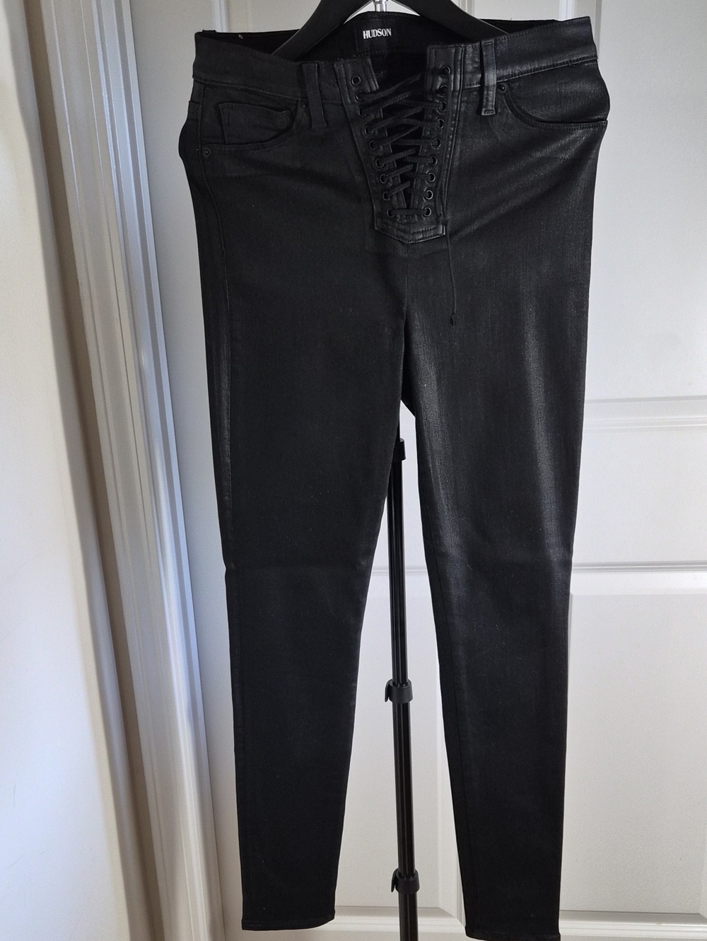 Hudson Jeans Black Lace-Up Skinny Jeans